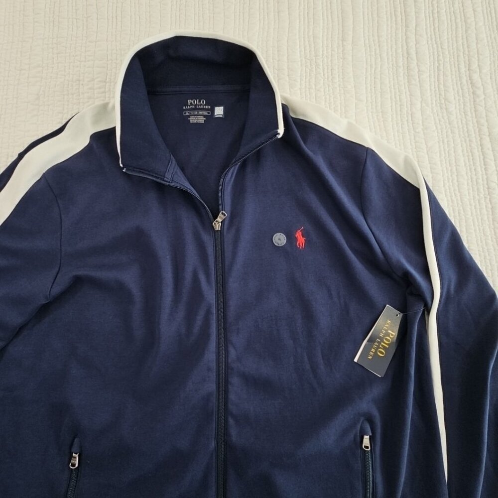 Polo Ralph Lauren Performance Jacket‎ Men's XL Navy Blue & White Track NEW NWT - Picture 4 of 16